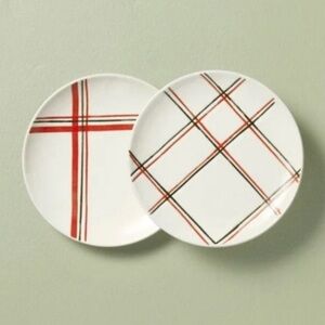 Hearth & Hand with Magnolia 2pk 6.8" Plaid Stripes Stoneware Appetizer Plates